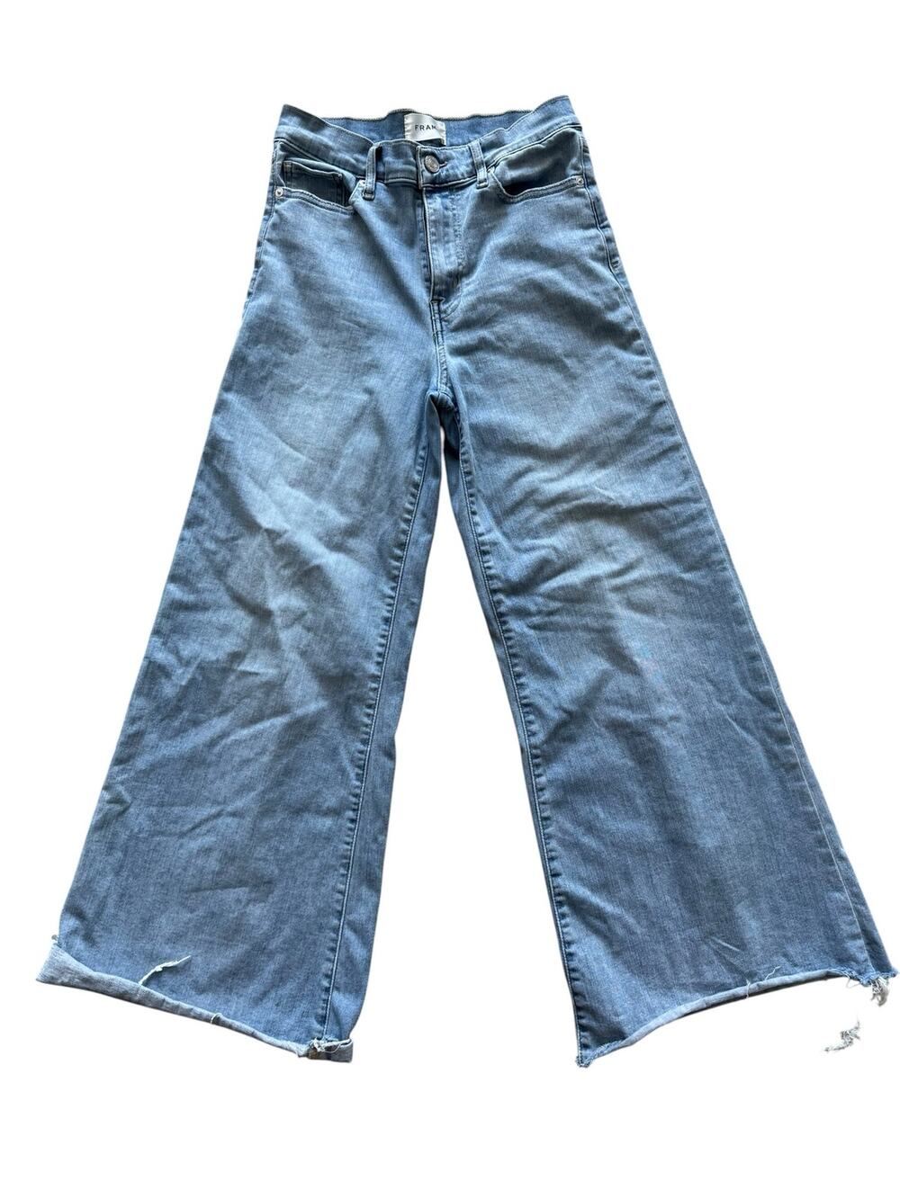 FRAME DENIM WILSON RAW WIDE LEG JEANS SIZE 27 COTTON BLEND